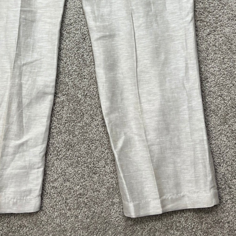 Perry Ellis Linen Blend Pants Mens 38x32 Beige Straight Leg Drawstring Twill EUC - Picture 8 of 16